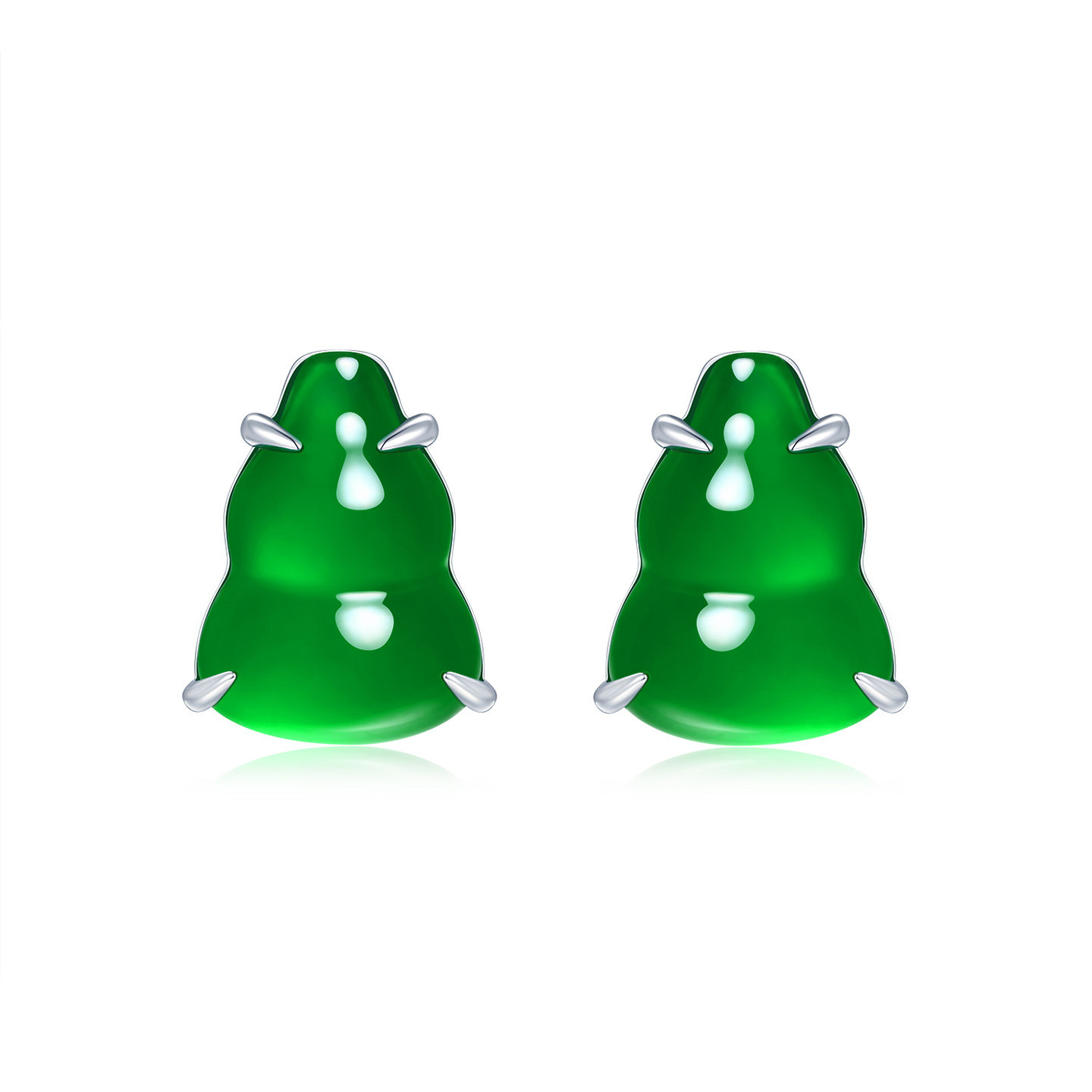 AILEQ925银天然玉髓满绿新品福禄简约四爪葫芦耳钉珠宝欧若风耳环,珠宝/钻石/翡翠,耳饰,淘宝优惠券,粉丝福利购,淘宝优惠卷