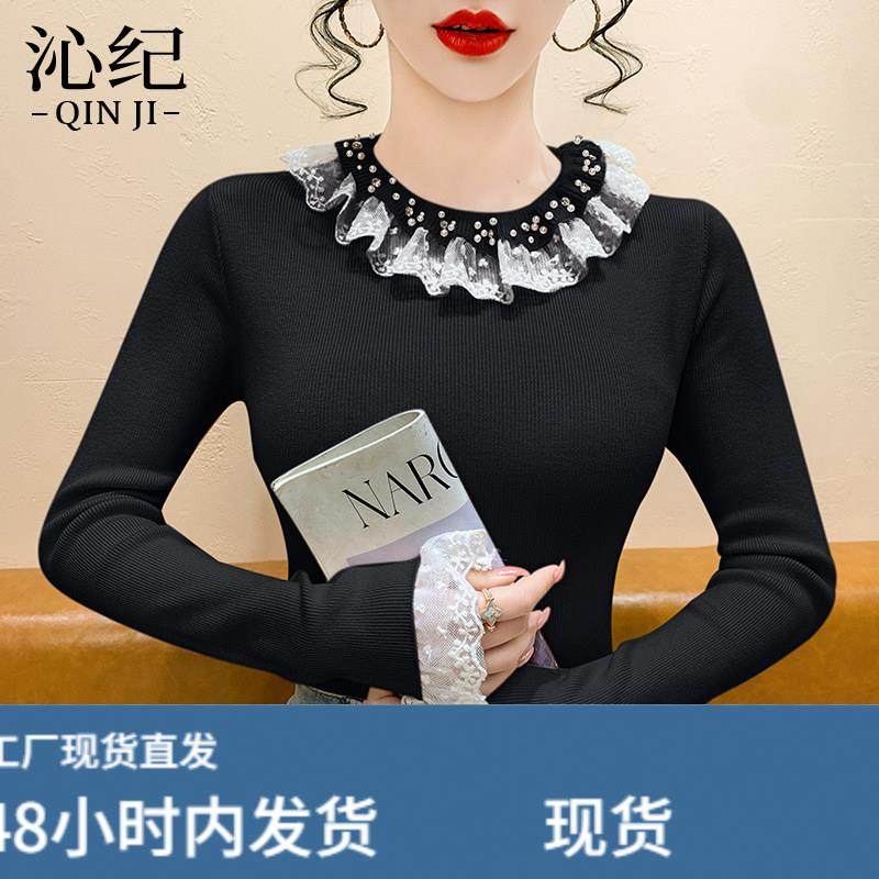 法式蕾丝拼接钉钻针织衫女春季2026新款洋派减龄内搭修身打底上衣,孕妇装/孕产妇用品/营养,套装,淘宝优惠券,粉丝福利购,淘宝优惠卷