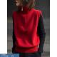 欧货高端大牌新年红羊绒针织背心马甲2025冬款 叠穿半拉链马夹上衣