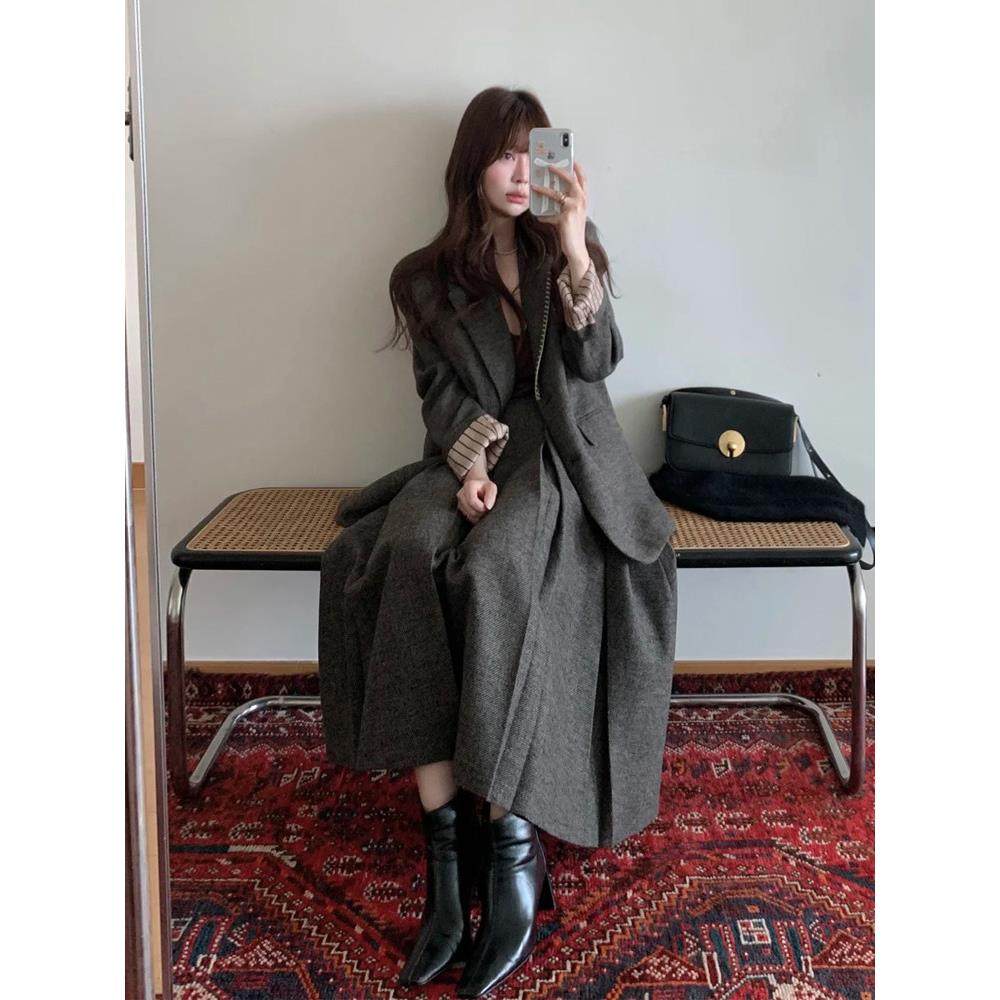 韩系毛呢西装套装女秋冬设计感灰色覆古呢子外套百褶半身裙两件套,运动/瑜伽/健身/球迷用品,广场舞套装,淘宝优惠券,粉丝福利购,淘宝优惠卷