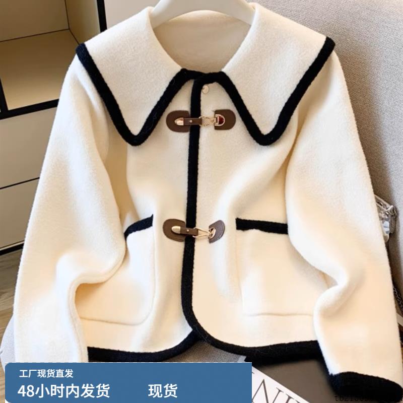 秋冬小香风彷貂绒毛衣外套女初中生12岁少女15学生14韩系洋气上衣