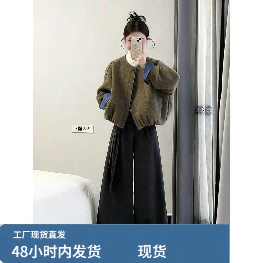2026超火冬装穿搭一整套韩系慵懒复古撞色短款外套阔腿裤子套装女,孕妇装/孕产妇用品/营养,套装,淘宝优惠券,粉丝福利购,淘宝优惠卷