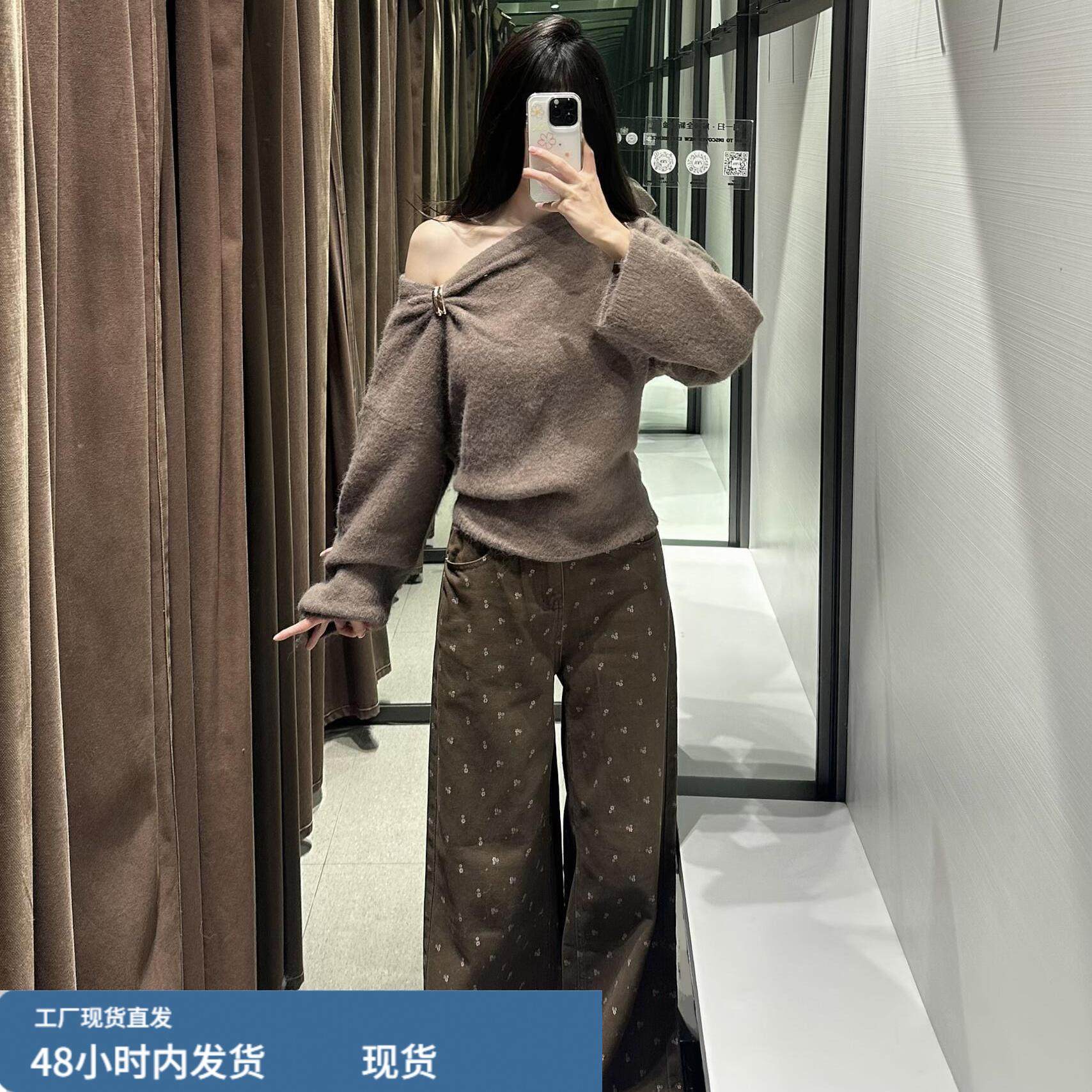 复古棕色碎花牛仔裤女早春新款高腰宽松显瘦垂坠感百搭窄版阔腿裤,孕妇装/孕产妇用品/营养,套装,淘宝优惠券,粉丝福利购,淘宝优惠卷