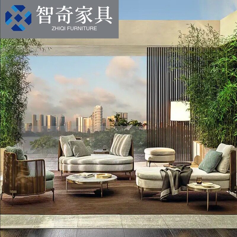 户外沙发休闲藤编沙发庭院露台酒店编藤家具室外藤制组合休闲家具