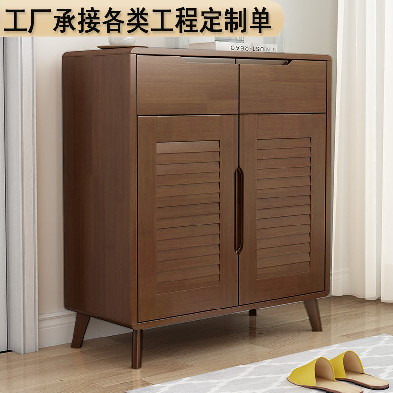 透气实木鞋柜北欧风家用门口多层入户防尘木质小型鞋柜收纳玄关柜