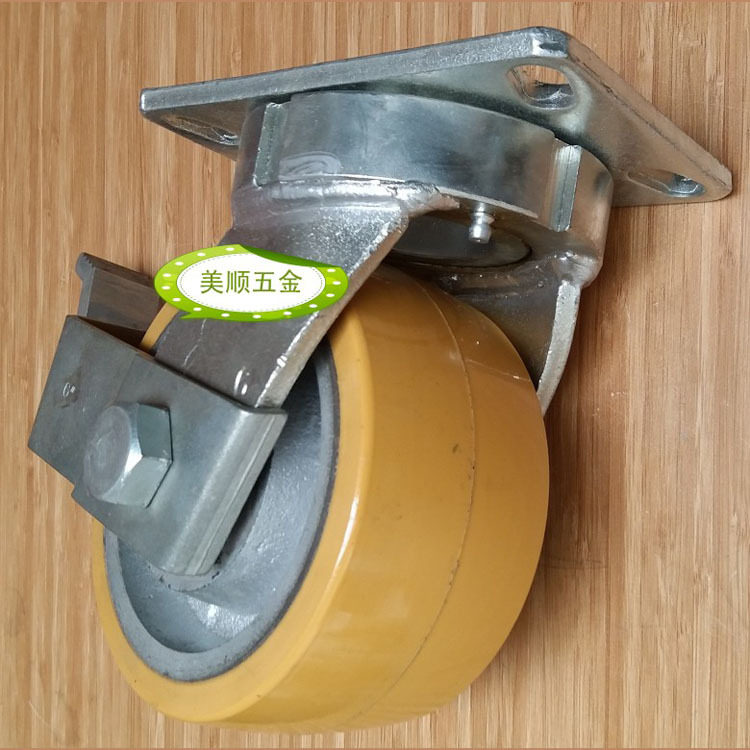 美顺7系列6*3寸载重1000KG聚胺脂 耐磨PU刹车万向脚轮