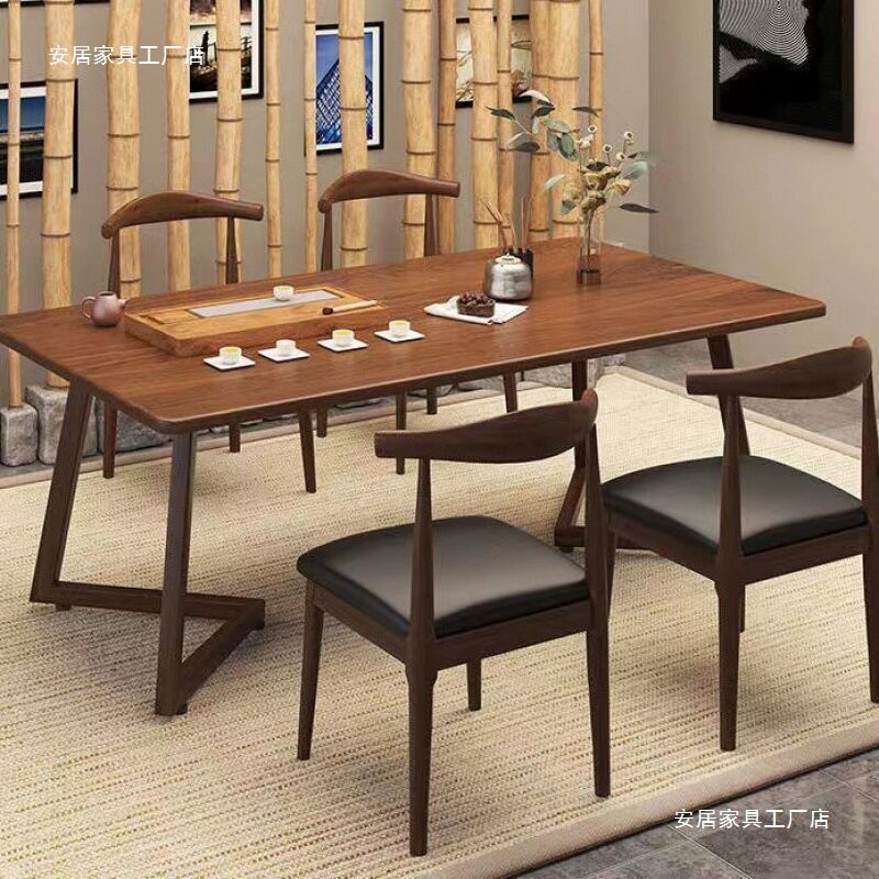 茶桌椅组合茶桌办公家用茶台长方形桌现代简约功餐桌夫套装泡茶桌