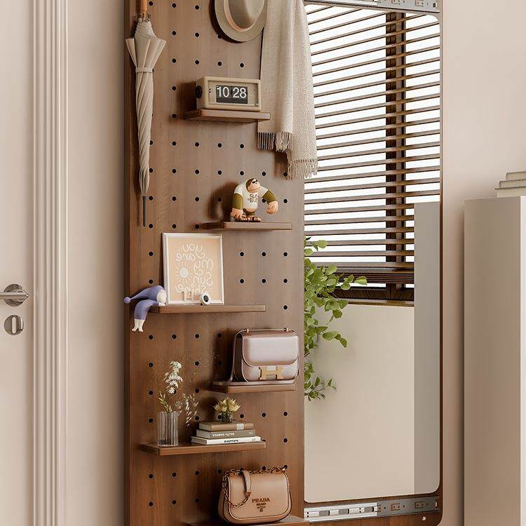 J^镜子全身镜推拉可隐藏衣帽架一体试衣镜家用玄关壁挂洞