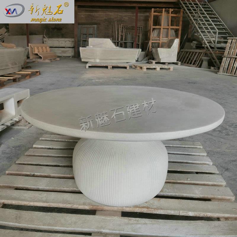 北欧圆形轻奢水泥茶几样板间小户型创意ins茶几客厅边几床头角几