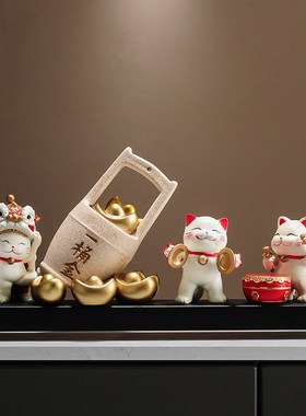 一桶金到了招财猫摆件家居装饰品店铺前台开业礼物乔迁新居礼品