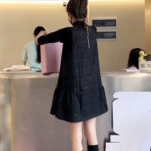 韩版爆款套装女2023年秋季新款时尚F黑色打底衫宽松马甲裙两件套