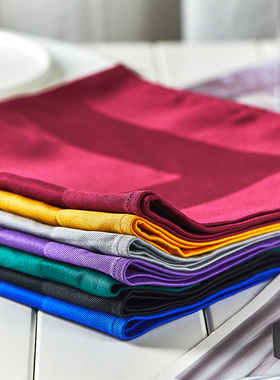 50cm高档精品酒店棉口布u餐厅酒吧台布纯黑色彩色餐巾布红酒杯专