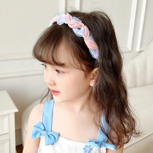 2023新款儿童短发珍珠发箍女童扎染头箍高级感头饰防滑不勒头发饰