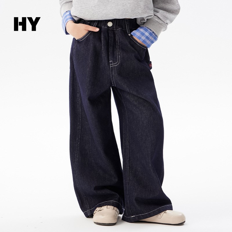 120-170,可*儿童春季潮款宽松直筒牛仔裤,男女童松驰感牛仔长裤