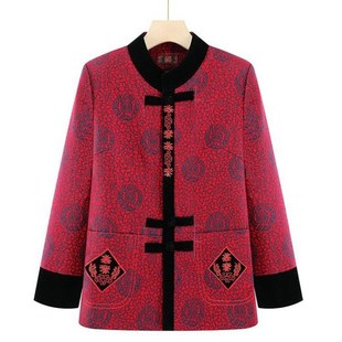 老年人秋装女唐装老太太衣r服老人70岁80老妈春秋上衣90奶奶装外
