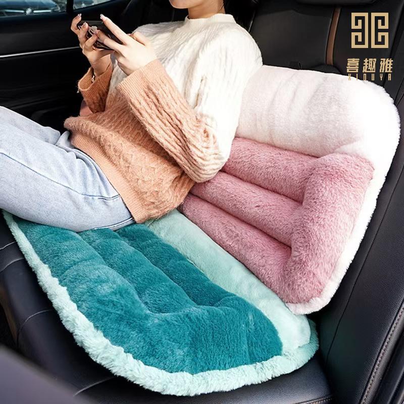 汽车坐垫冬季毛绒座垫座椅车内车垫加厚靠背椅子一体屁垫椅垫后排
