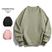 宽松圆领棉质内搭纯白色打底衫 糖果色重磅长袖 t恤m男春秋季 卫衣服