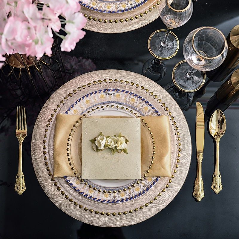 新欧式样板房餐具套装 轻奢餐桌餐盘会所餐厅西餐盘摆盘样板间摆