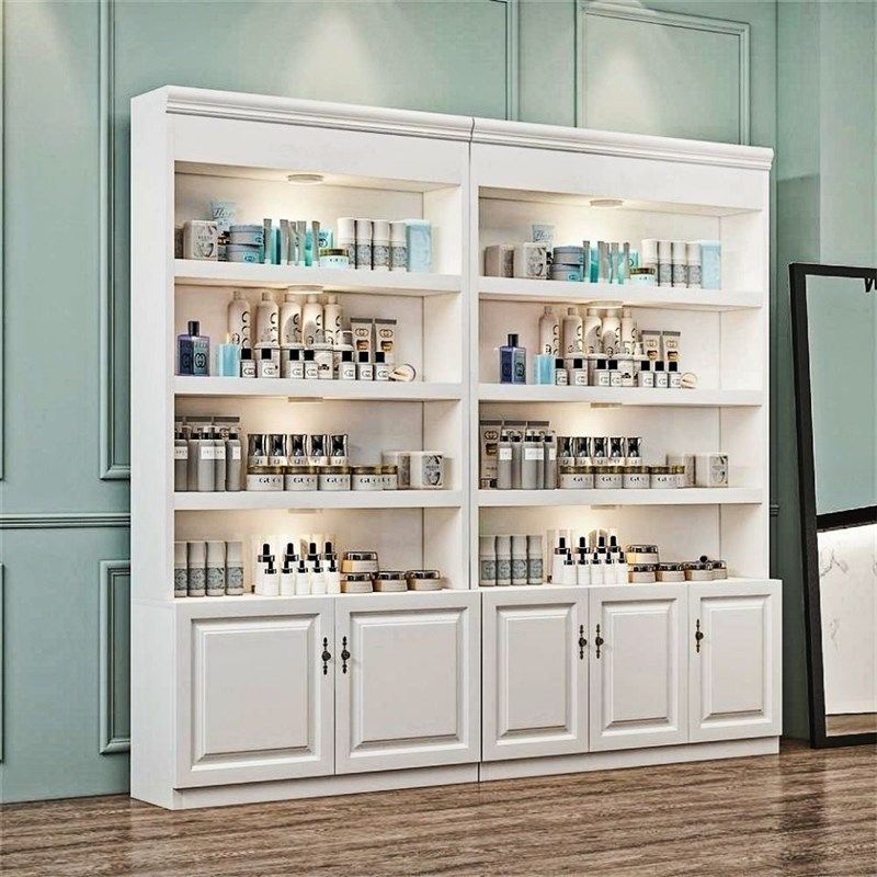 新化妆品展示柜美甲店护肤品美容院陈列柜欧式产品自由组合柜可定