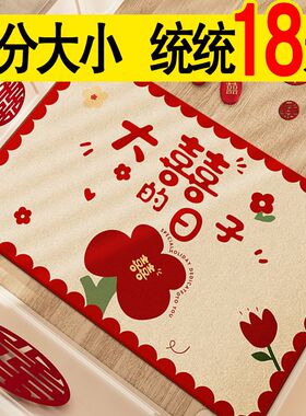 地毯入户门c地垫2024新款红色结婚进门垫喜庆玄关家用大门口踏脚