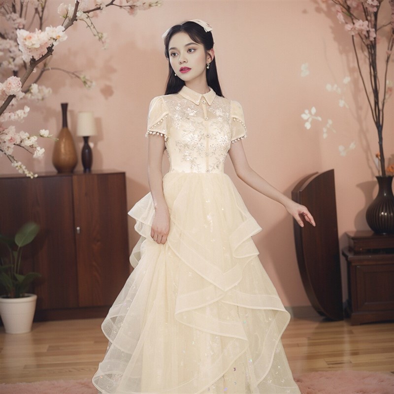 晚礼服女大童2024新款艺考气质长裙高端小众轻Q奢主持人宴会高级