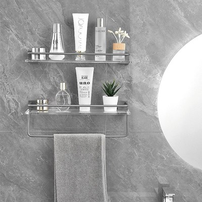 免打孔浴室置物架l卫生间洗手间亚克力洗脸洗漱台毛巾架浴巾架枪