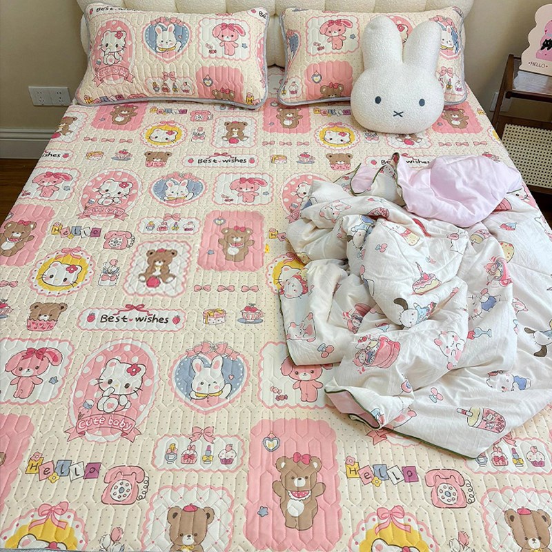 卡通乳胶凉席学生宿舍单人透气软席家用可机洗三件套空调席