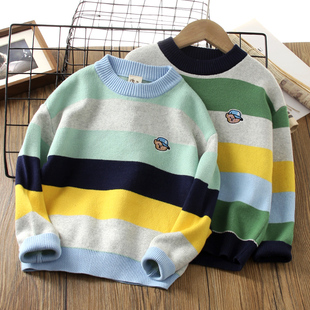 男童套头毛衣洋气春秋款2023新款儿童针织N衫纯棉宝宝薄款打底上