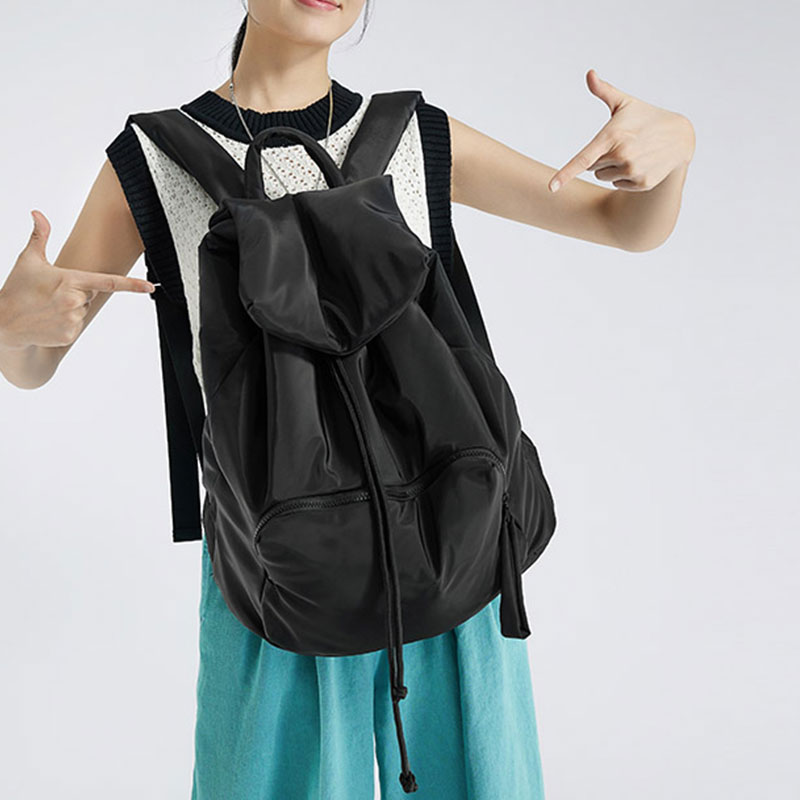 包包女士2024新款抽绳尼龙旅行背包大容量通勤电脑包手提双肩书包