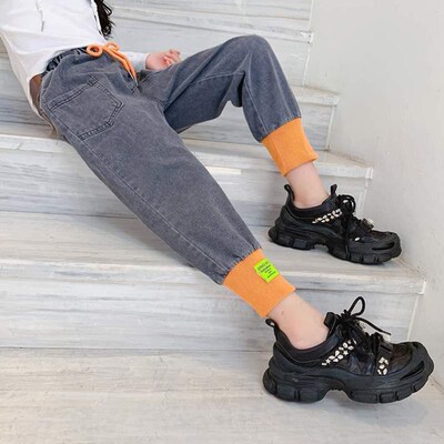 薄款筒裤女孩长裤儿童女童潮直新款2024牛N仔大童裤子宽松夏款夏