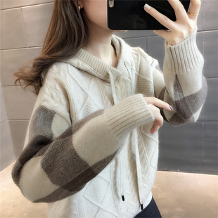 2023年早春新j款连帽卫衣针织柔软时尚宽松休闲毛衣内搭韩版潮女