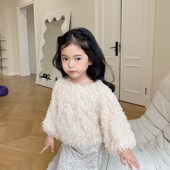 女童公主裙春夏2023新款 宝宝半身E裙香槟金闪闪亮片裙时髦洋气短