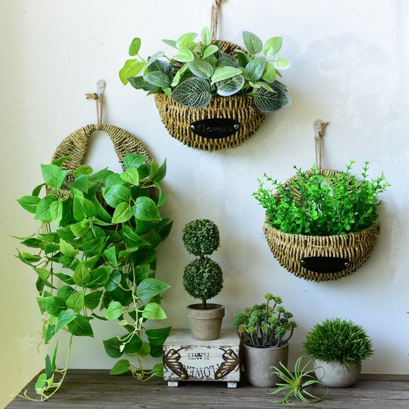 田园壁挂草编花篮客厅卧室墙面装饰挂件墙上创意吊篮花盆编织篮,鲜花速递/花卉仿真/绿植园艺,花篮,淘宝优惠券,粉丝福利购,淘宝优惠卷