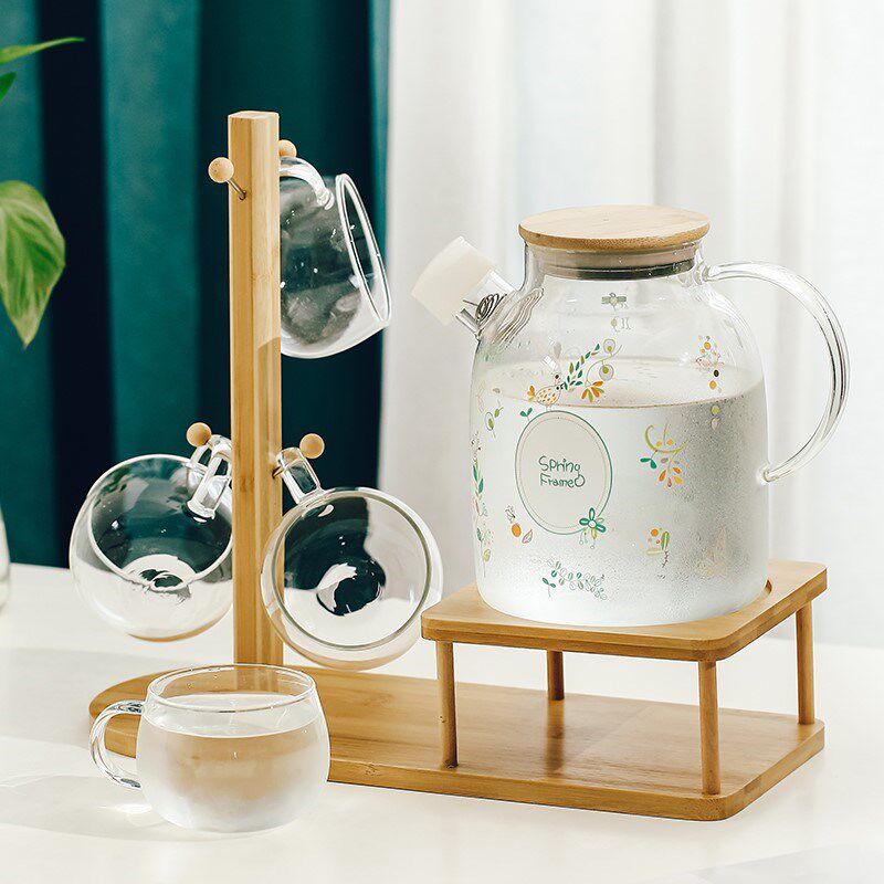 日式耐高温玻璃冷水壶套装大容复古杯具家用过滤泡茶壶凉白开水壶