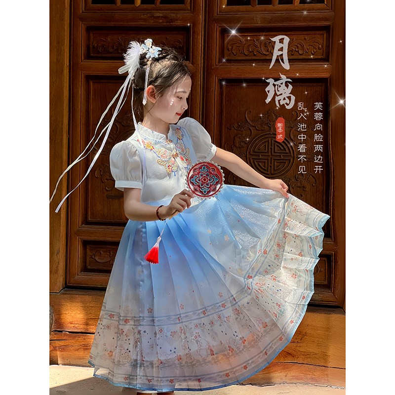 女童汉服2025夏季新款儿童国风演出服裙子夏装女大童新中式连衣裙