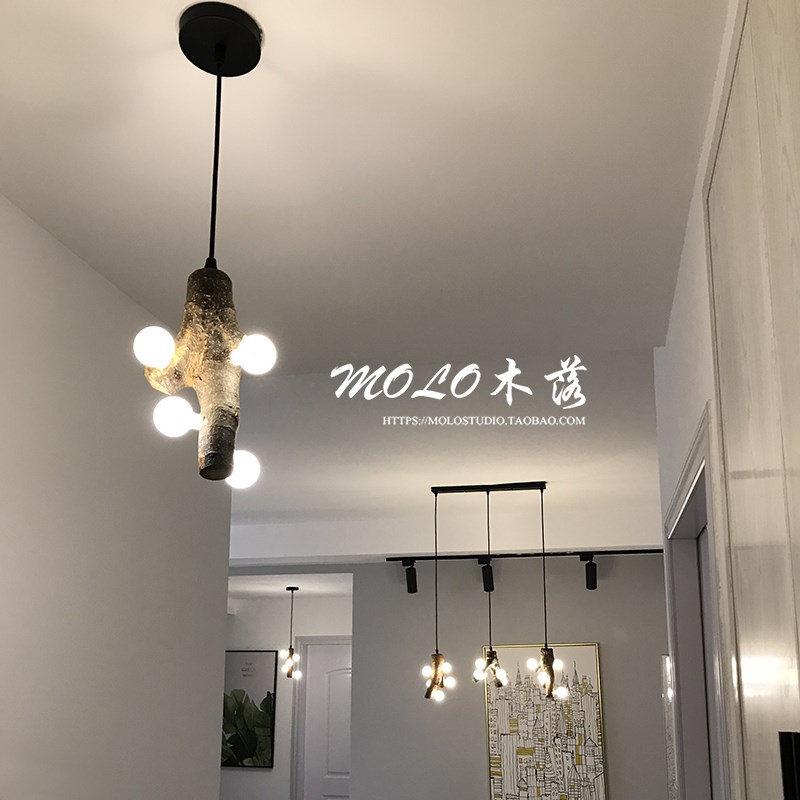 北欧树枝灯实f木质木艺吊灯创意艺术个性餐厅卧室床头木头树杈灯
