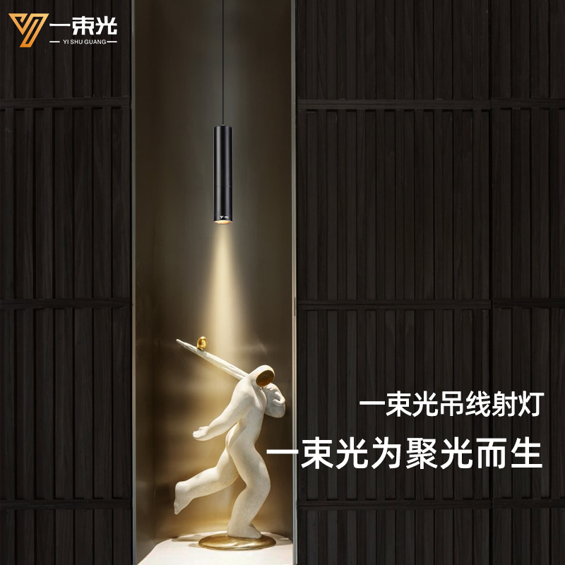 一束光吊线射灯明装客厅茶室玄关橱柜吧台餐厅酒吧餐桌升降聚光灯