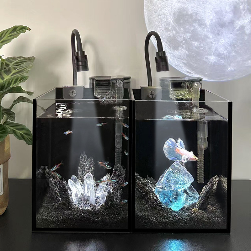 桌面整套免换水超白斗鱼缸玻璃