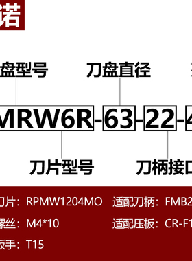 EMR圆鼻飞刀盘R5开粗端面铣刀盘EMRW加工中心TRS6R63/125/250刀盘