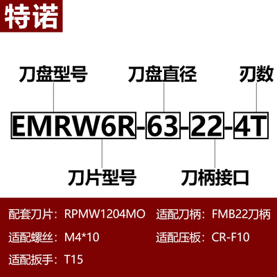 EMR圆鼻飞刀盘R5开粗端面铣刀盘EMRW加工中心TRS6R63/125/250刀盘
