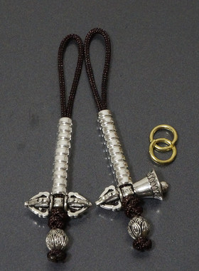 S925中号记计数器金刚铃杵佛珠具号教配饰藏式纯银菩提配件文玩