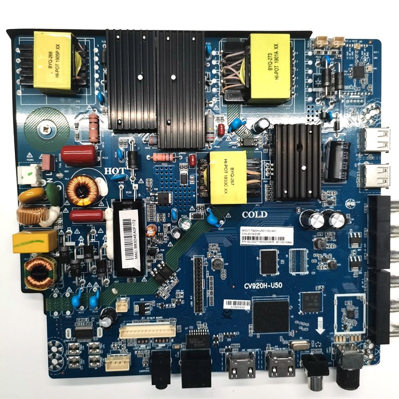 原装组装杂牌机网络WIFI智能v电视主板CV920H-U50代写程序送遥控