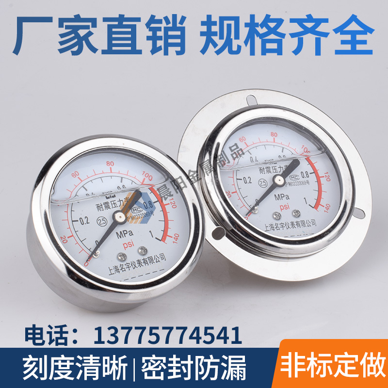 YN-60ZT耐震压力表轴向型0-1.6MPA