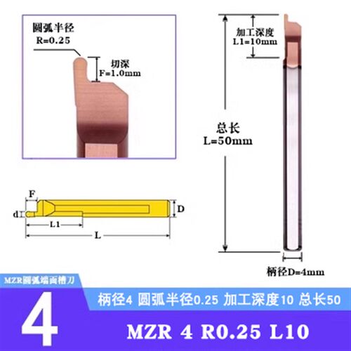钨钢合金圆弧端面槽刀 小径端面镗刀 MZR 4/5/6 R0.5/R0.75/R1.0
