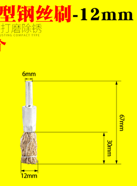 钢丝刷打磨除锈带柄钢丝轮抛光笔刷电磨机清洁刷T型笔形木工磨头