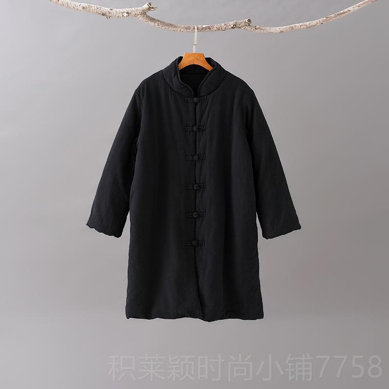 正品新款棉麻太棉服女中長款盤扣唐裝亞麻修太極禪練拳功極服上衣