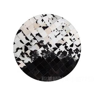 现代轻欧手工圆牛皮皮毛一体拼接地毯形家居高档式 正品 客厅沙奢发