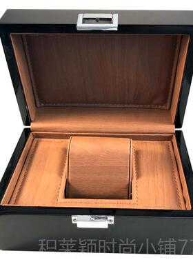 正品高手档表纳盒质烤漆收首饰包装礼盒黑色亮木光手表展示logo可