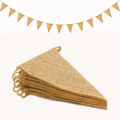 3M 13 Flags Vintage Jute Hessian Burlap Bunting Banner