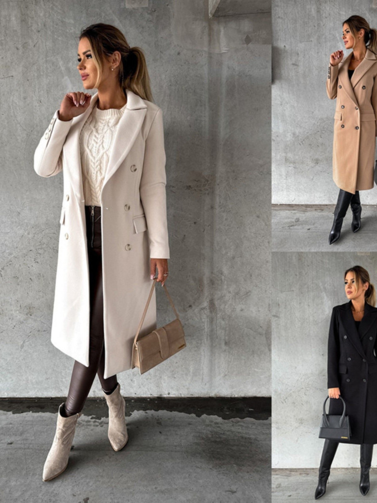 2022 Winter Ladies Long Jacket Warm Coat Women 毛呢大衣外套